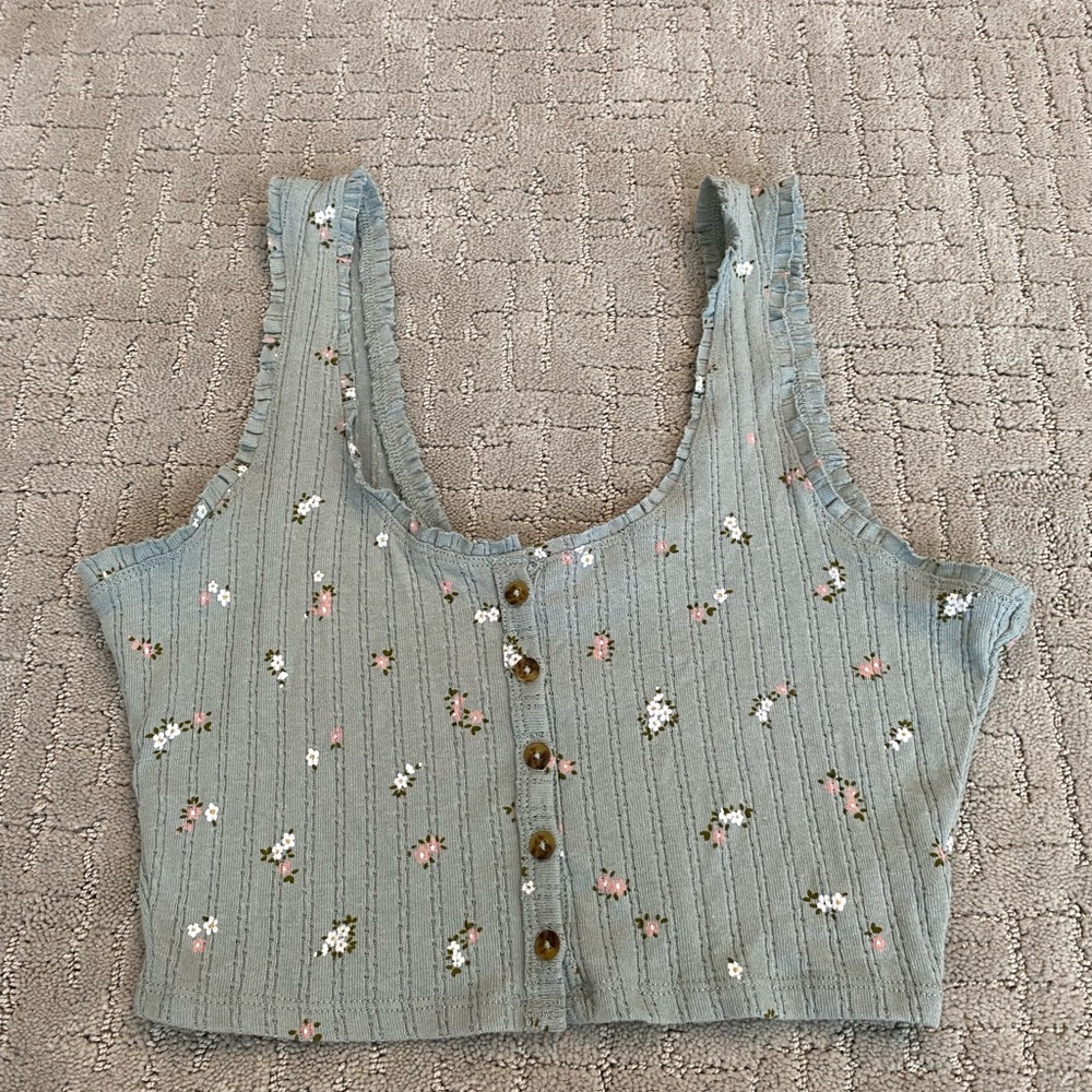 Cotton on pale green floral tank top. Size m